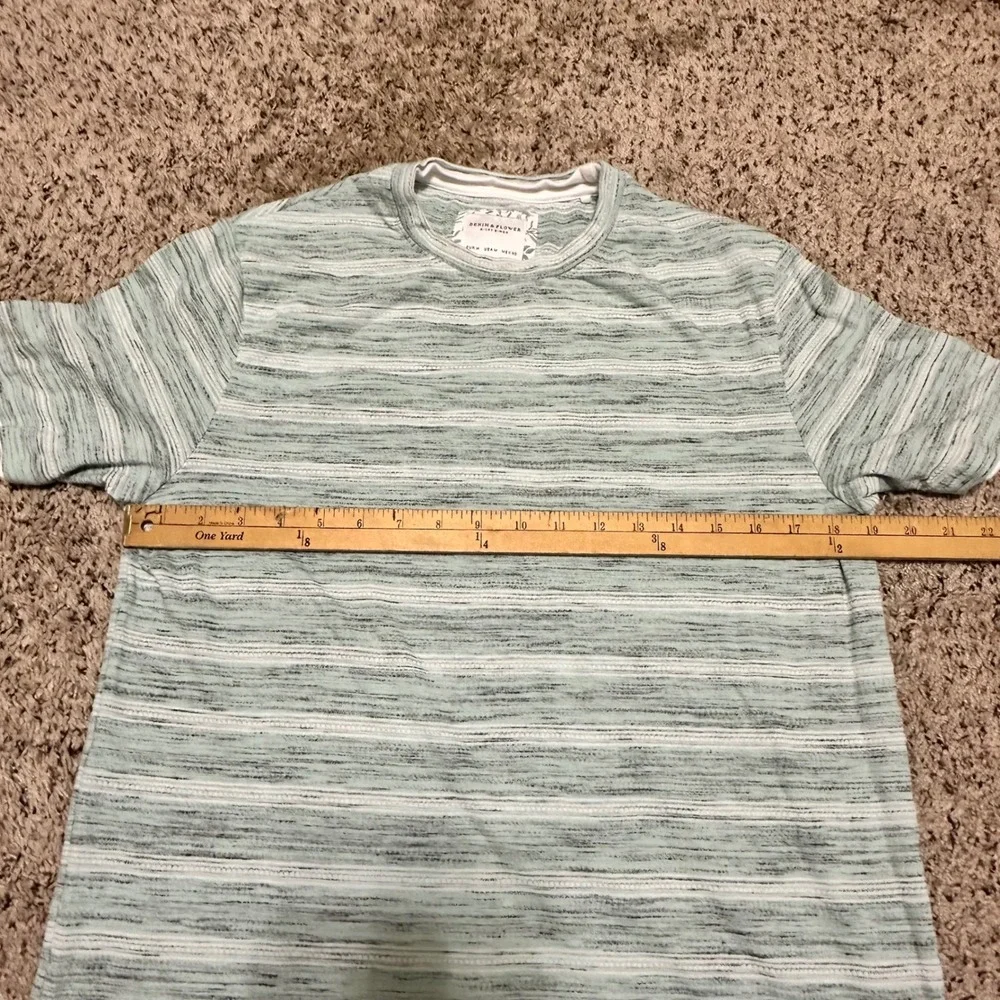 Denim & Flower Ricky Singh T-Shirt Women M Mint Green Excellent Striped Tee